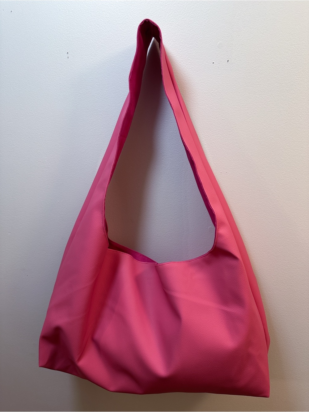 Handmade Pink Faux Leather Fringe Side Medium Size Tote Hobo Bag